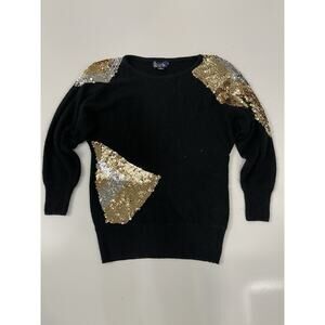 Vintage 80's Le Chois Women's Size S Sequin Oversized Tunic Sweater Silk Angora